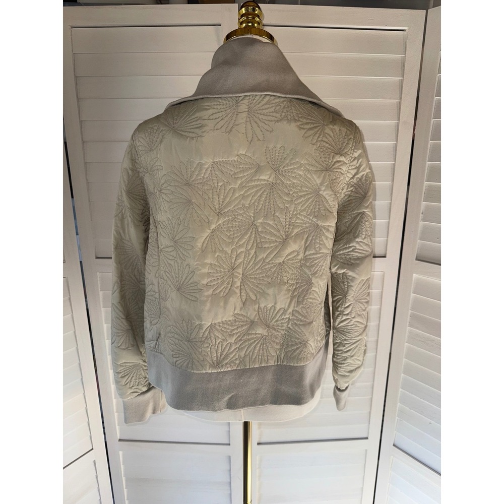 Calvin Klein Jeans Quilted Bomber Jacket Women Large Beige Floral Zip Up Size L - Picture 5 of 8